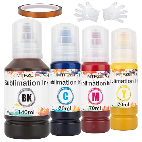 imtfzct Sublimation Ink Refilled Bottles with Heat Tape Compatible for ET-2800 ET2400 ET2720 ET2760 ET2750 ET4800 ET-2803 ET-2850 etc.High-Yield