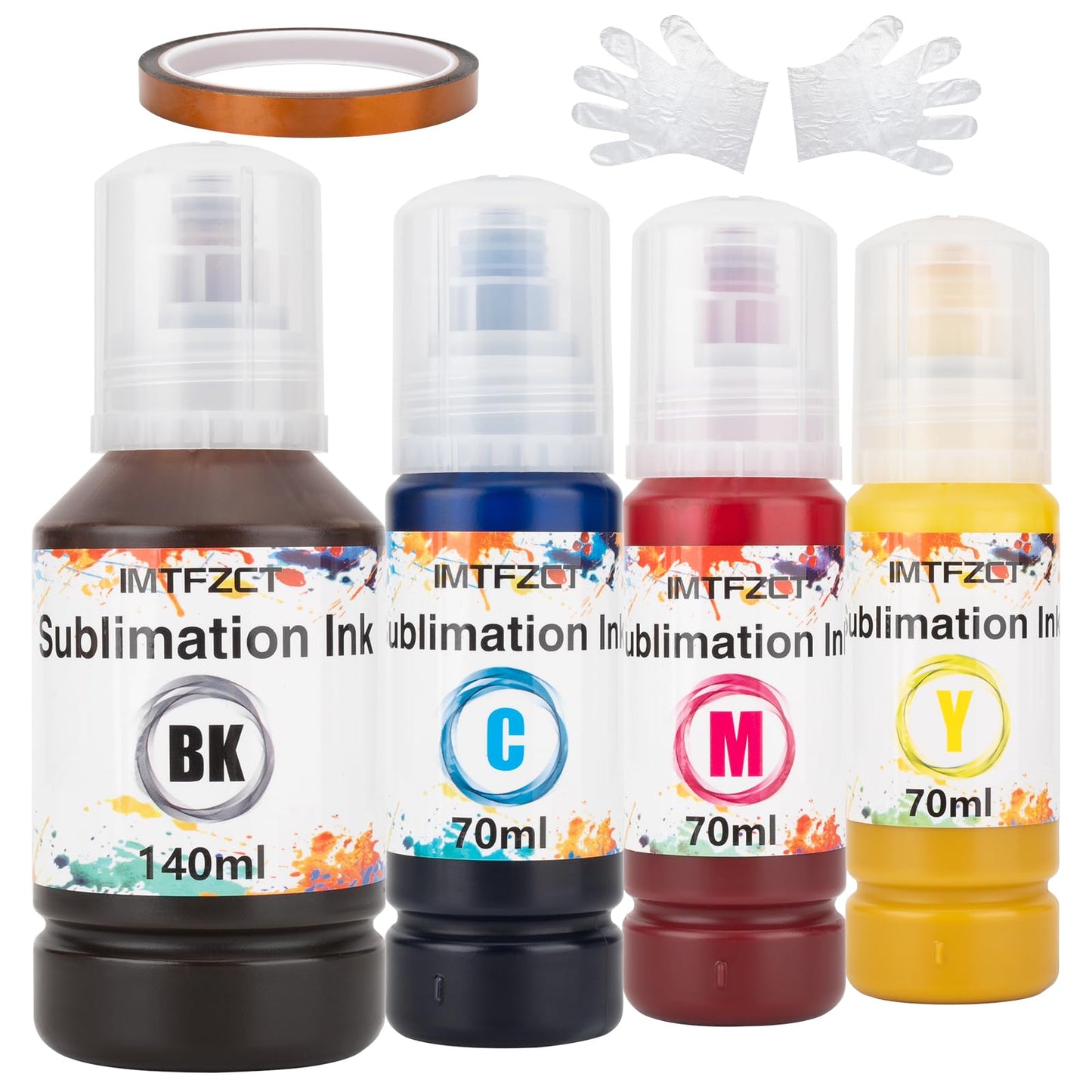 imtfzct Sublimation Ink Refilled Bottles with Heat Tape Compatible for ET-2800 ET2400 ET2720 ET2760 ET2750 ET4800 ET-2803 ET-2850 etc.High-Yield