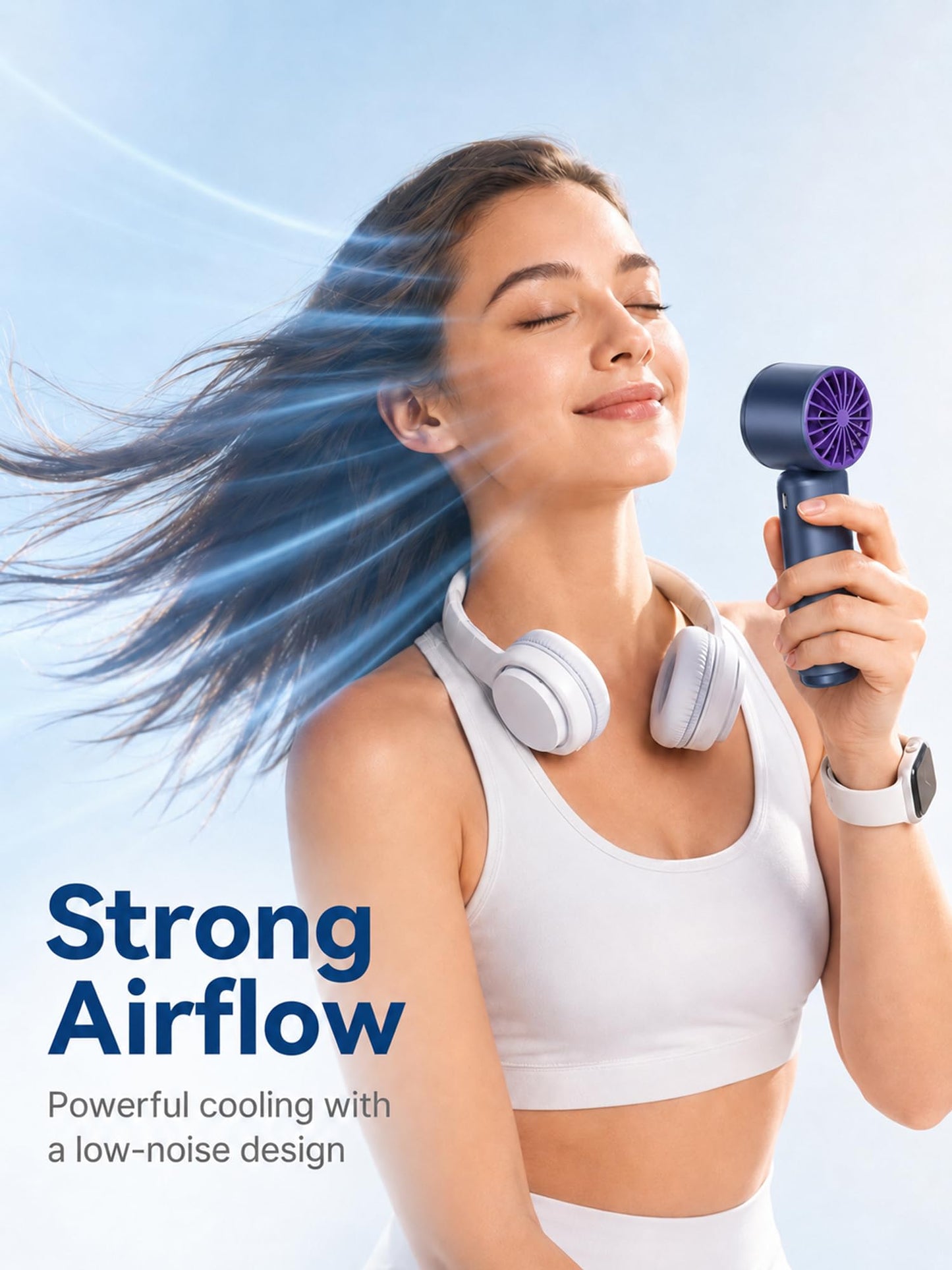 Rechargeable Handheld Fan with Cooling Plate, 199 Speeds and LED Display
