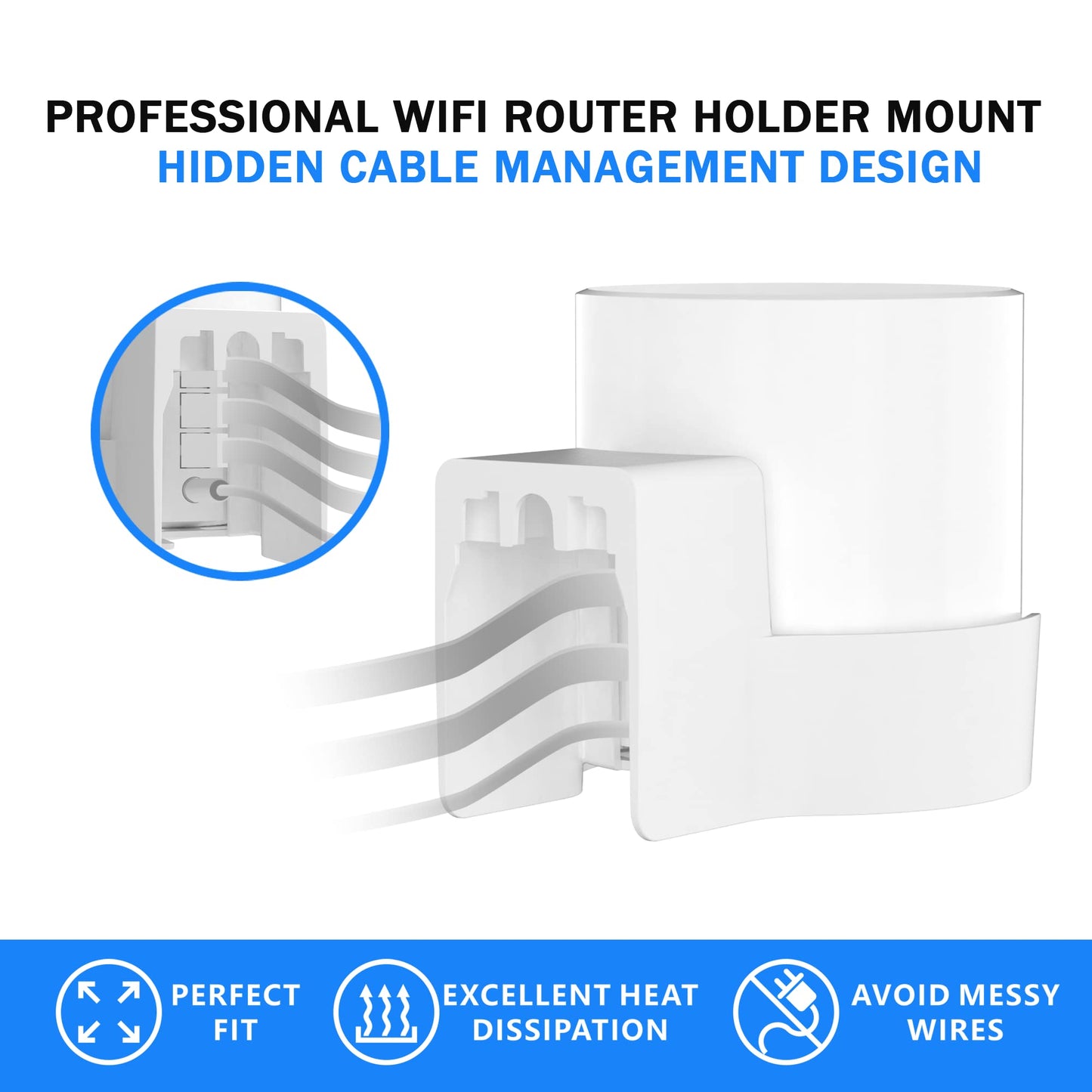 SONGCHEER-Router Shelf Wall Mount for Tp Link Deco X20 X50 X60 X55 Deco Mesh WiFi 6 WiFi Router Holder Stand Bracket Shelf Cable Organizer with Screw