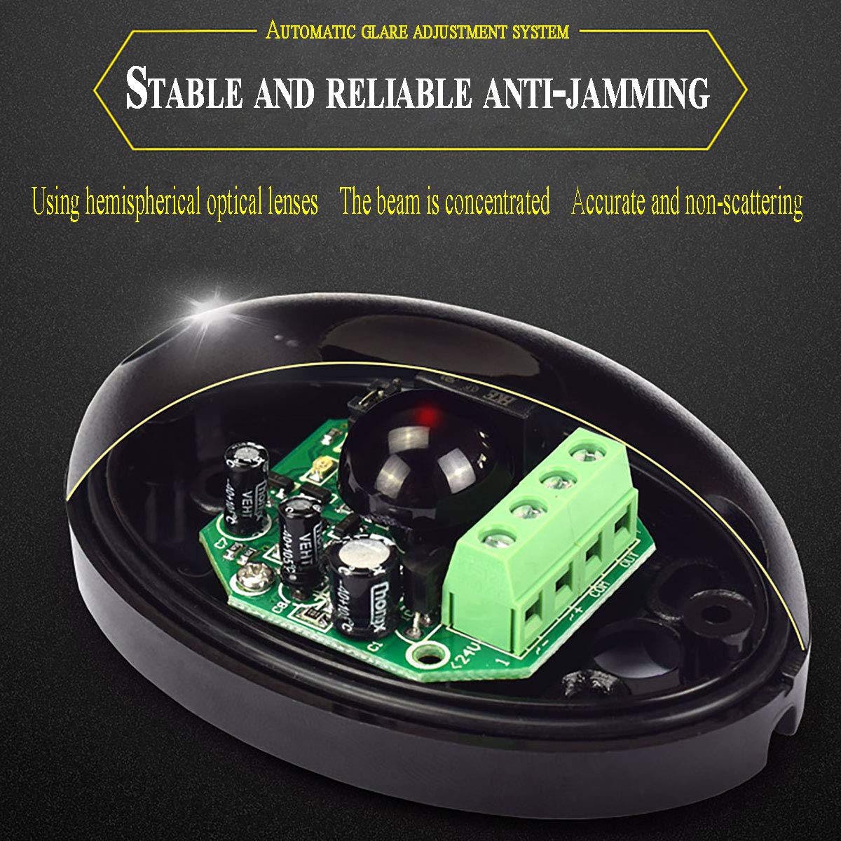 Infrared Beam Sensor,1 Pair Single Photoelectric Detector Active IR Alarm Host for Security System