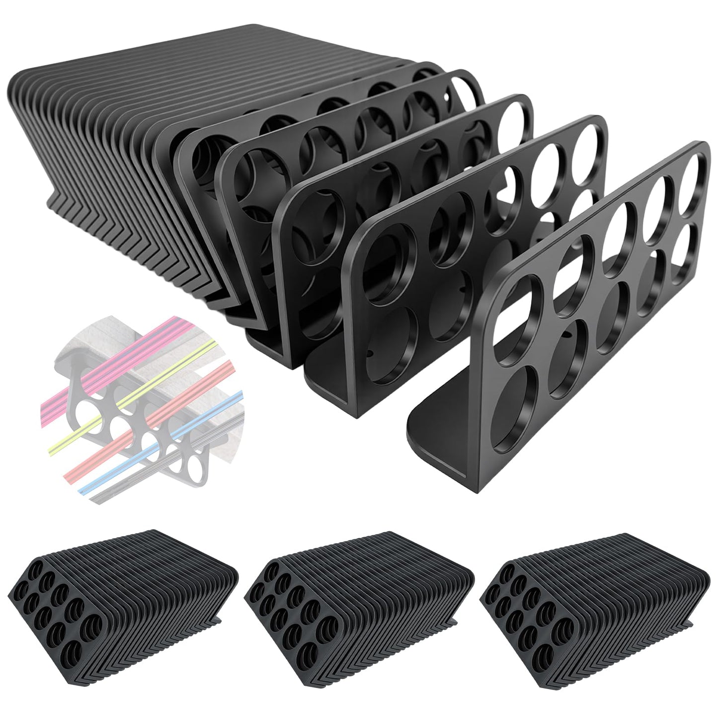 100 PCS Cable Chase Wire Bracket, Cable Support Wire Holder, 1in with 10-Hole Design, Electrical Cord Organized Management Bracket, Black