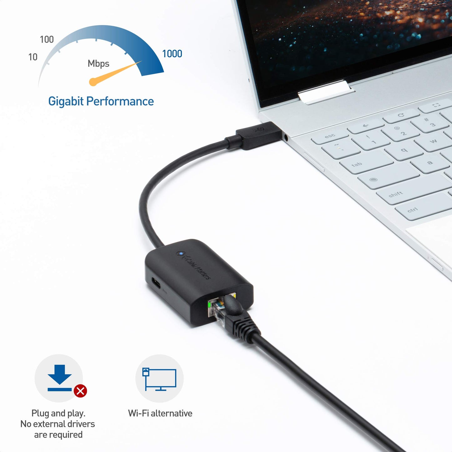 Cable Matters USB C to Gigabit Ethernet Adapter with 100W Charging