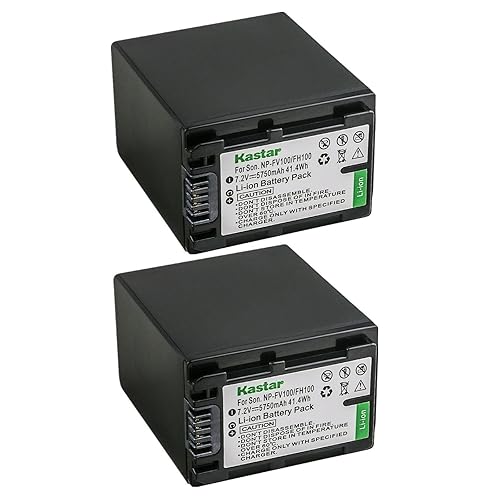 Kastar 2-Pack NP-FV100 Battery 7.2V 5750mAh Replacement for Sony NEX-VG30, NEX-VG900, HXR-MC50, HXR-MC88, HXR-NX30, HXR-NX70, HXR-NX80, PXW-Z90V