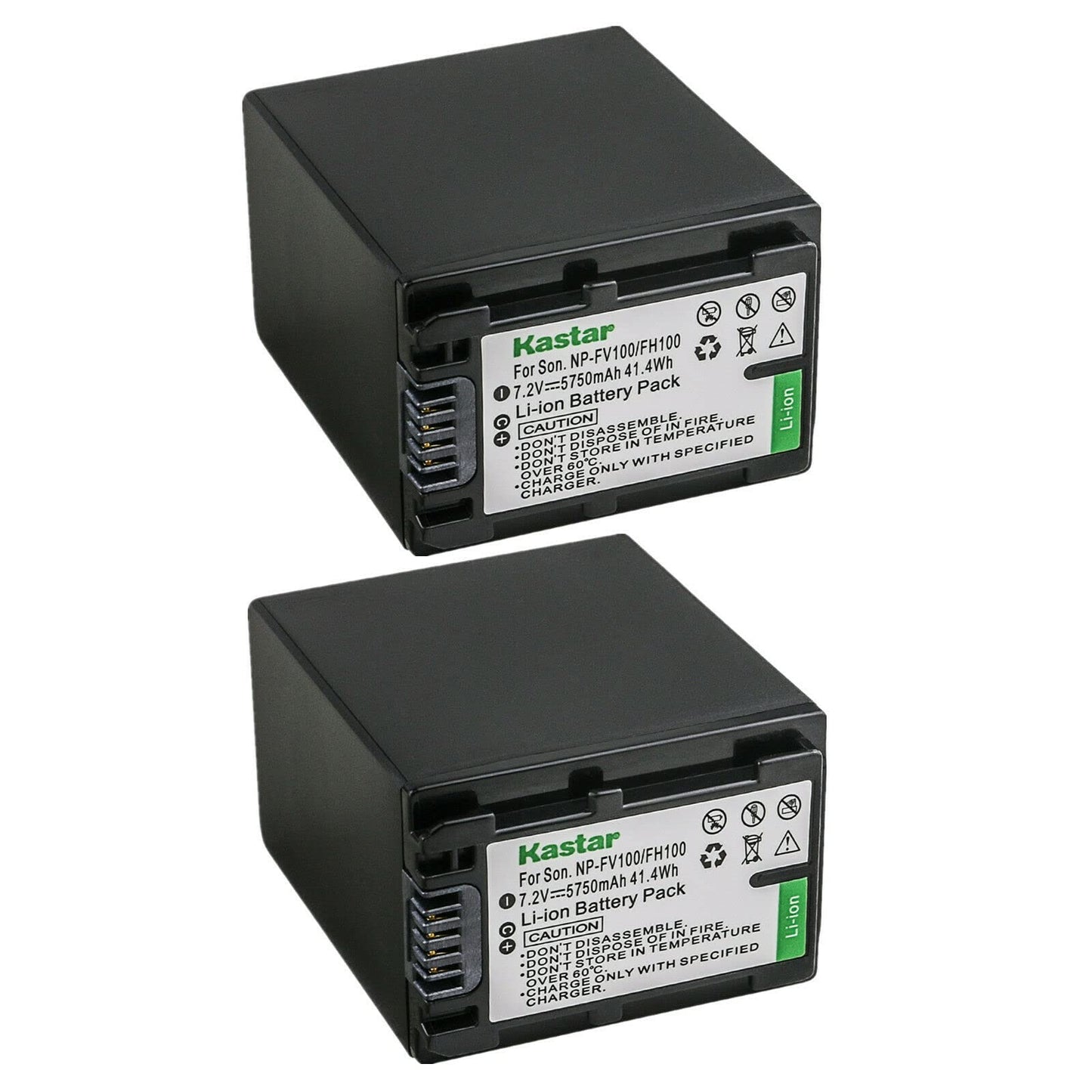 Kastar 2-Pack NP-FV100 Battery 7.2V 5750mAh Replacement for Sony DEV-30, DEV-5, DEV-50, DEV-50V, FDR-AX100, FDR-AX100E, FDR-AX700, FDR-AX33, FDR-AX43