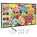 Outdoor Portable Projector Screen 120 Inch: 16:9 4K HD Foldable and Anti-Crease Projection Screen Support Double Sided Projection for Home Theater