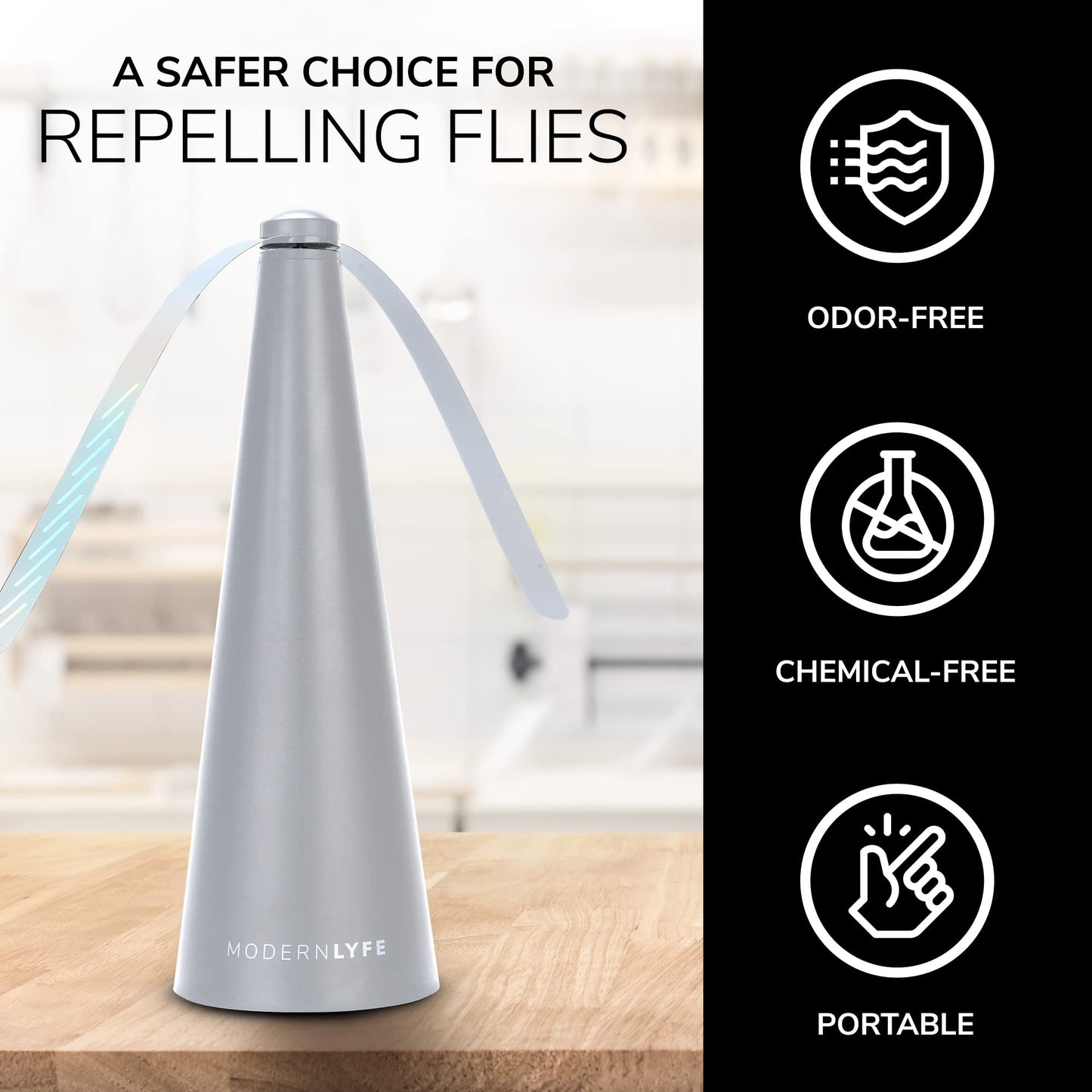 Fly Fans for Tables by Modern Lyfe - AA Battery & USB Powered - Fly Swatter Outdoor Camping Accessory Or for Food at Parties, Restaurants & Picnics