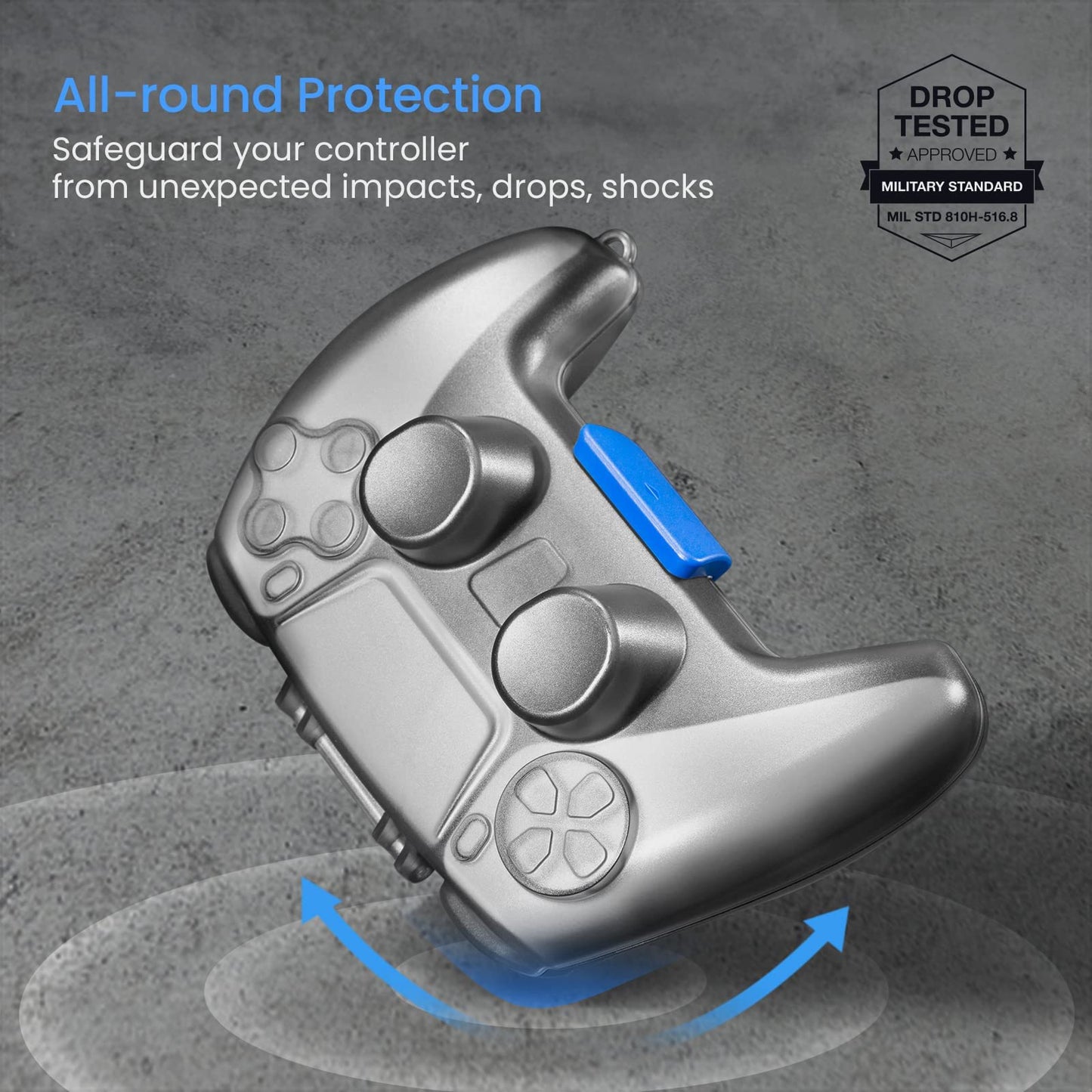 tomtoc Protective Case for PS5/PS5 Pro Controller, Hard Shell Joystick Protector for Playstation 5 DualSense Wireless Remote, Shock-Proof
