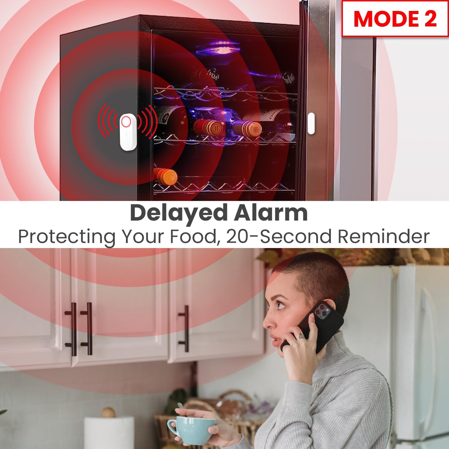 Freezer Door Alarm with Delay When Left Open, Door Chime Window Open Alarm Close Doors Reminder Loud 120 dB for Home, Store, Office, School