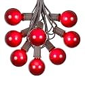 G50 Patio String Lights with 25 Red Globe Bulbs - Outdoor String Lights - Market Bistro Café Hanging String Lights - Patio Garden Umbrella Globe