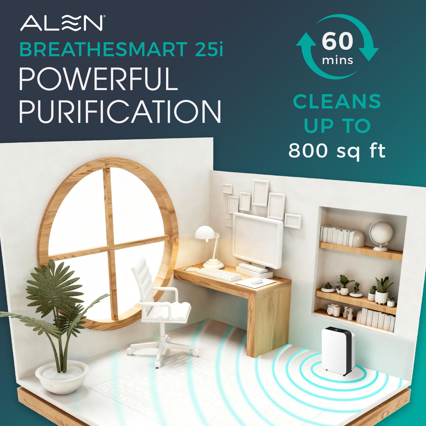 Alen 25i HEPA Air Purifier, Essential Filter, Covers 800 Sq Ft