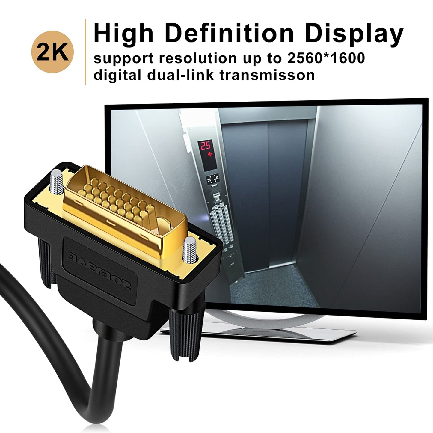 SOEYBAE DVI to DVI Cable 1M, 24+1 Pin Male to Male Digital Video Monitor Cable, High Speed Transmission Supports 1920x1200 WUXGA (1080p Full HD)