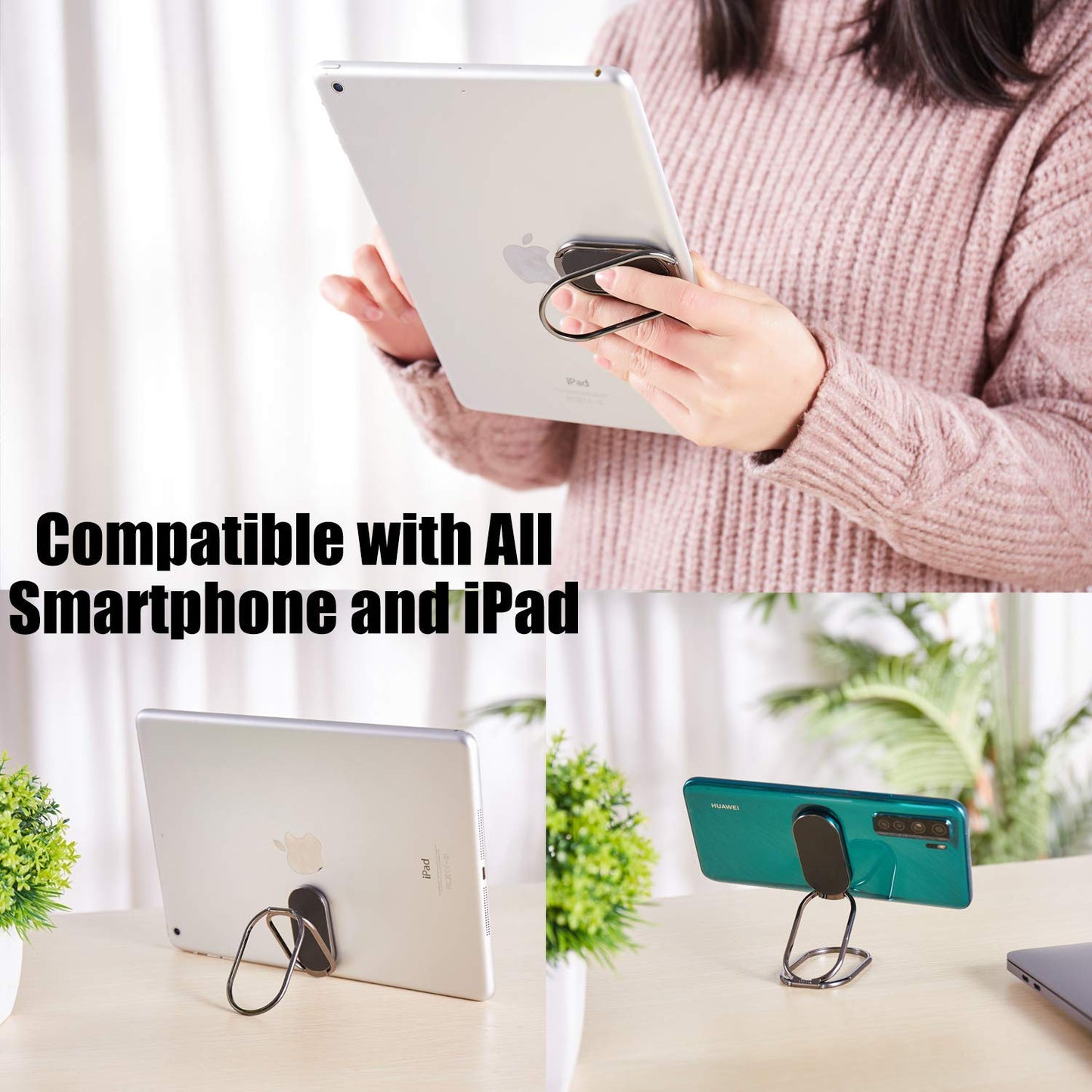 Rimyam Phone Ring Holder Finger Kickstand Foldable Cellphone Stand 360° Rotation Metal Ring Grip Holder for Magnetic Car Mount Compatible with iPhone