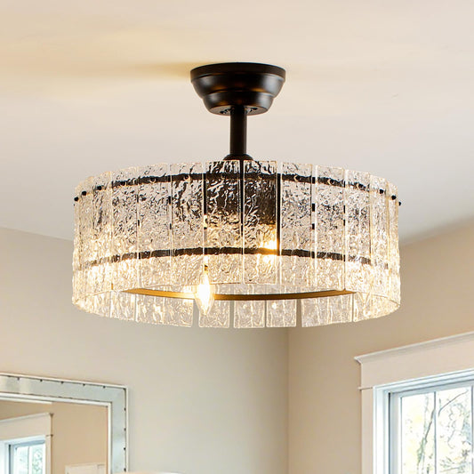 Monikessy 20" Black Fandelier Crystal Ceiling Fan with Light