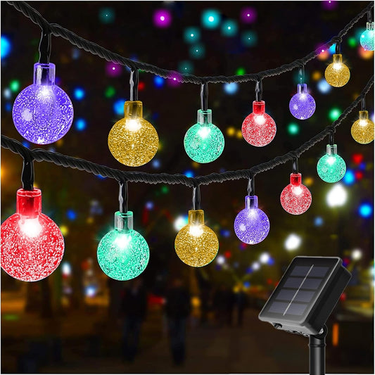 LSLCQW Solar String Lights Outdoor Waterproof, 1 Pack 50 LED 2.3CM 23 FT Each, Solar Powered Patio Lights with 8 Lighting Modes for Garden Yard Porch