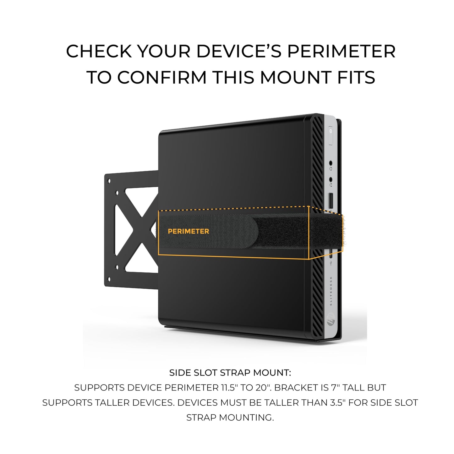 HumanCentric Universal Small Device VESA Mount for VESA Arms, Adjustable Strap Mount for Small Computers and Other Electronic Devices, Mounts On The