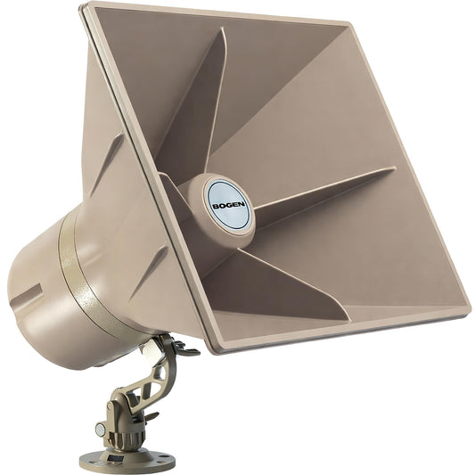 Bogen SAH5 Self-Amplified Horn Speaker, 5 W, DC Powered, Weatherproof, Digital Switching, Amplified Horn Speaker With Volume Control Knob And Swivel
