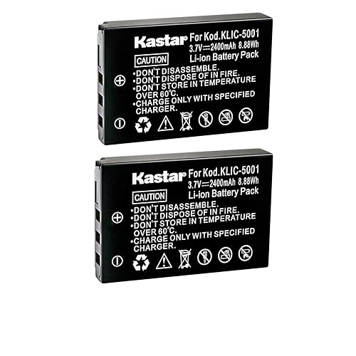 Kastar KLIC-5001 Battery (2-Pack) Replacement for Kodak Easyshare P712 P850 P880 Z730 Z760 Z7590 DX6490 DX7440 DX7590 DX7630 Zoom and Sanyo DB-L50
