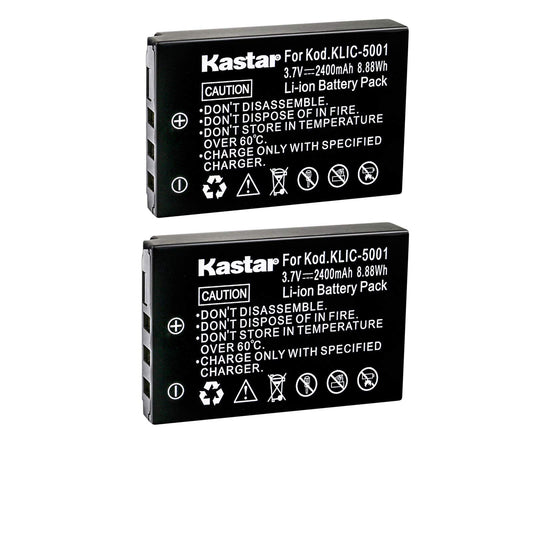 Kastar KLIC-5001 Battery (2-Pack) Replacement for Kodak Easyshare P712 P850 P880 Z730 Z760 Z7590 DX6490 DX7440 DX7590 DX7630 Zoom and Sanyo DB-L50