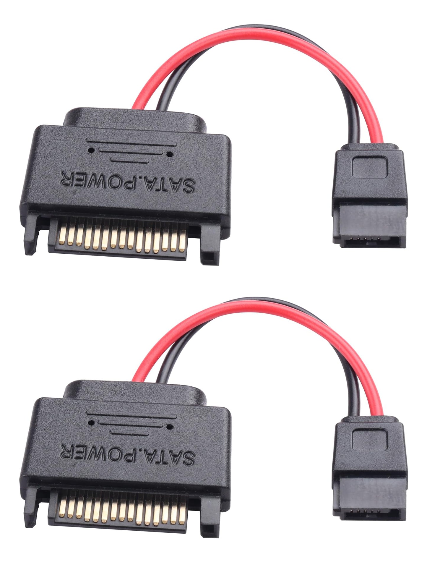 ELFJMZP SATA 15-pin Male to SATA 6-pin Female Adapter Cable Suitable for Slimline Optical Drives 6P Conversion Power Supply 20AWG 4 inches Black(Pack