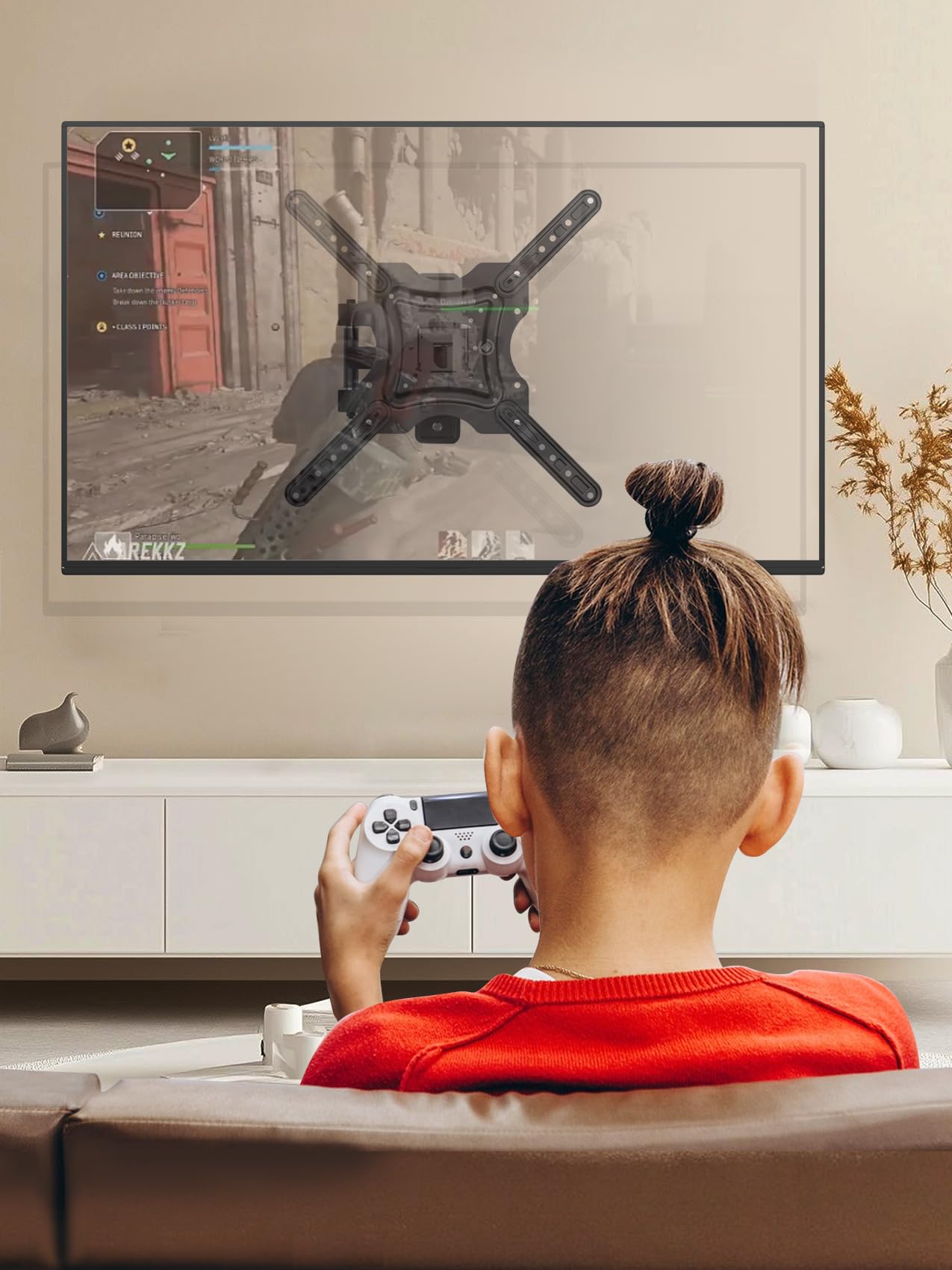 Full Motion TV Wall Mount, TV Mount for 26-55 inch LED TVs Monitors, Tv Brackets for Wall Mount with VESA 400x400mm up to 77lbs, Swivel Tilt Extension