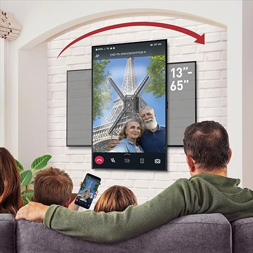 Barkan Landscape-Portrait Rotation 13-65 inch TV Wall Mount, Flat/Curved Screen Bracket, Holds up to 80lbs, Auto Lock Patented, Fits LED OLED LCD