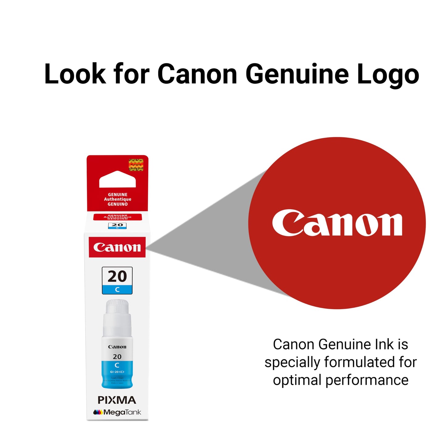 Canon Genuine GI-20 Cyan Ink Bottle, Compatible to PIXMA G6020 and G5020 MegaTank Printers