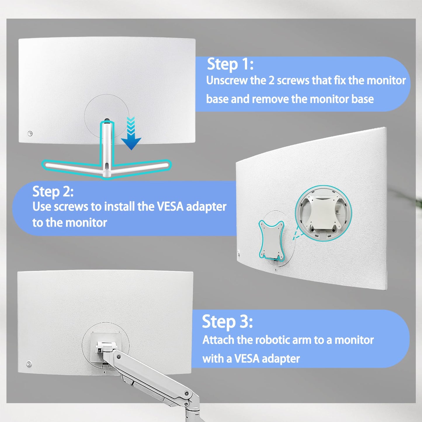 UR59C vesa Mount Adapter is Only Compatible with Samsung UR59 Series ViewFinity 4K Monitor?Fits U32R590, U32R591, U32R592 UR59C Monitor? (White)