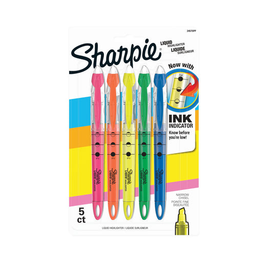 Sharpie Liquid Highlighters, Chisel Tip, Assorted Colors, Color Highlighters Ideal for Back to School and Teacher Supplies, Studying Essentials