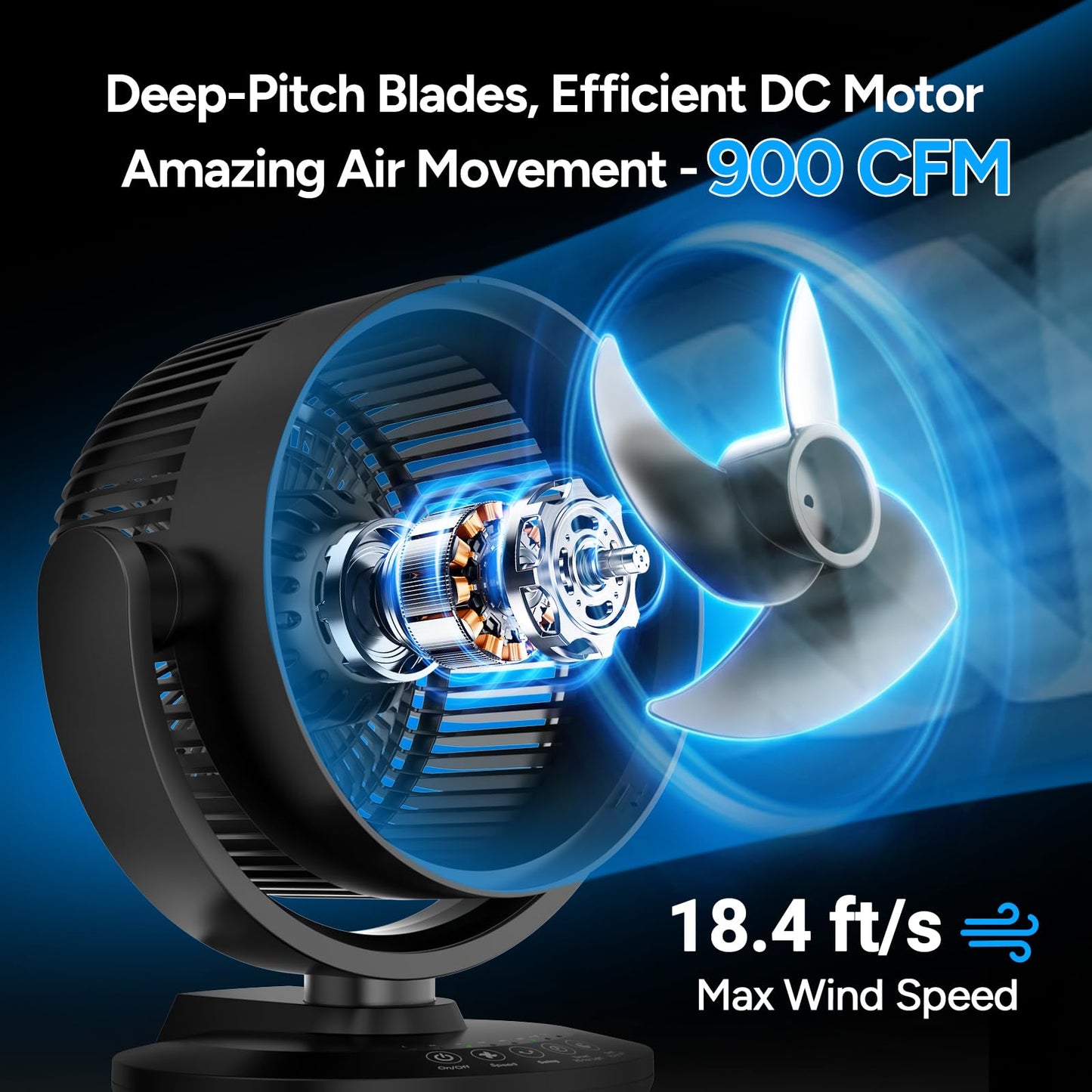 DR.PREPARE Oscillating Air Circulator Fan for Bedroom with Remote, 900 CFM, 11.8" Powerful Table Fan, 70° Oscillation, 100° Tilt, 3 Speeds, Efficient