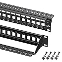 Cable Matters Rackmount or Wall Mount 1U 24 Port Keystone Patch Panel with Cable Management and Support Bar, 19-inch Blank Patch Panel for Keystone