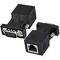AAOTOKK VGA to RJ45 Adapter,RJ45 Female to VGA 15-Pin Male Port Cat5 Cat6 Cat7 Ethernet Support 720P, 1080I, 1080P Video Transmission for Multimedia