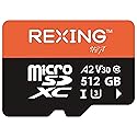 RexingUSA 512GB MicroSD Card - 512GB Memory Card for Dash cam, Class 10, A2, V30, U3, 4K Video Recording, UHS-3, High-Speed Card
