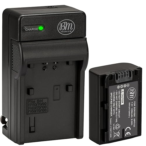 BM Premium NP-FV50 Battery and Charger for Sony FDR-AX53, HDR-CX675/B, CX455/B, CX200, CX210, CX220, CX230, CX290, CX330, CX380, CX430V, CX900, PJ340