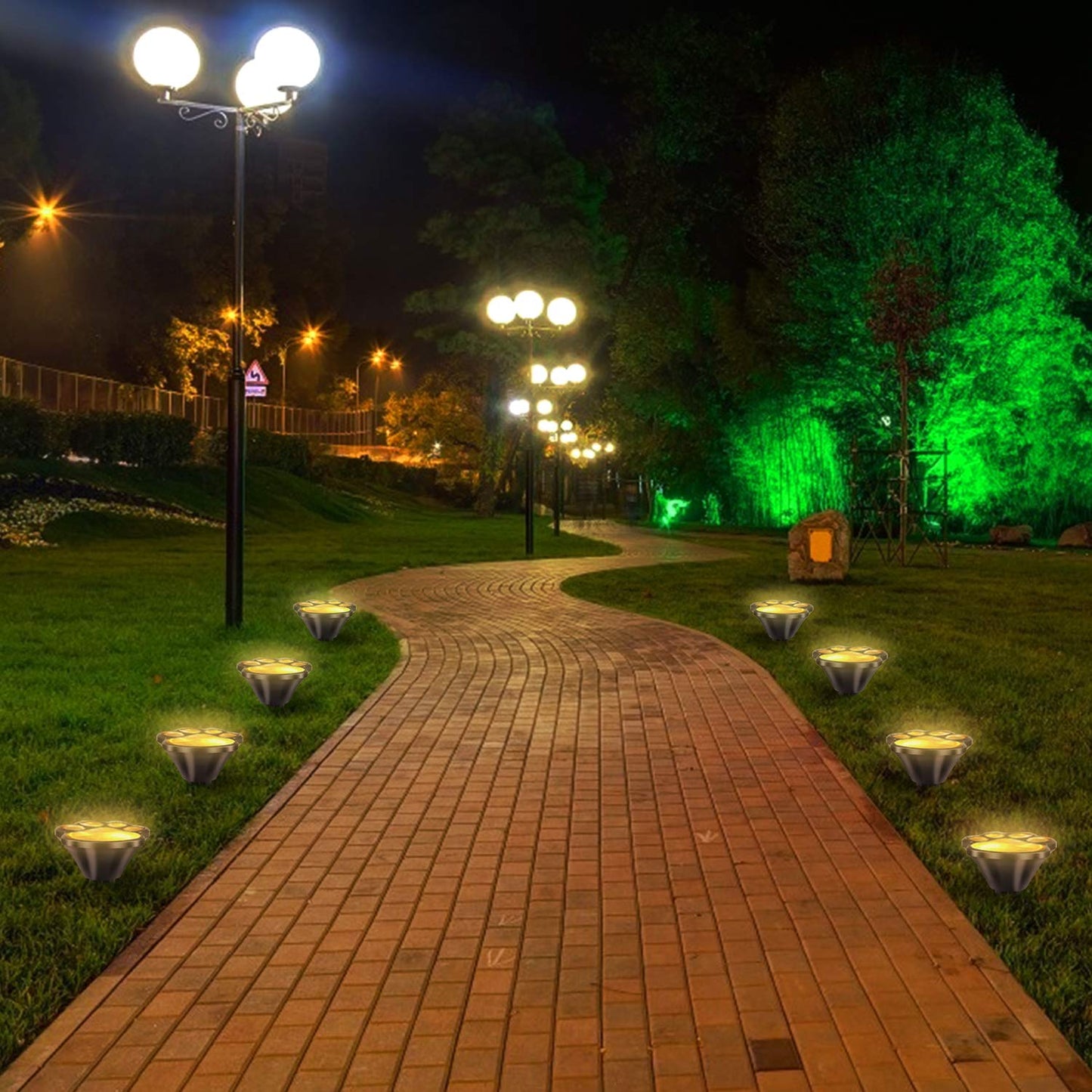 AIDDOMM 16.8ft Solar Paw Print Lights, Cat Dog Animal Solar String Lights (Set of 8) Outdoor Decoration, Warm Up Your Pet and Make The Garden More