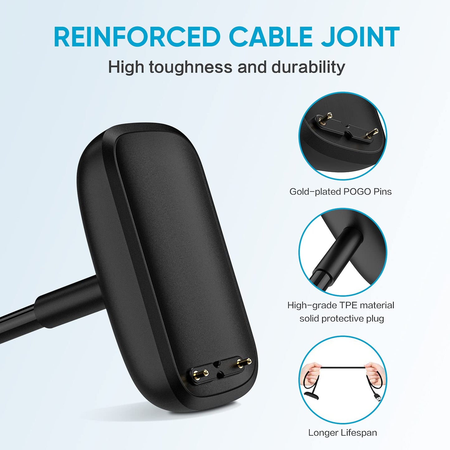EEweca [2-Pack] Charger Cable for Fitbit Charge 6/Charge 5/Luxe, Replacement Charger for Fitbit Charge 6/Charge 5/Luxe (3.3 ft/1.6 ft)