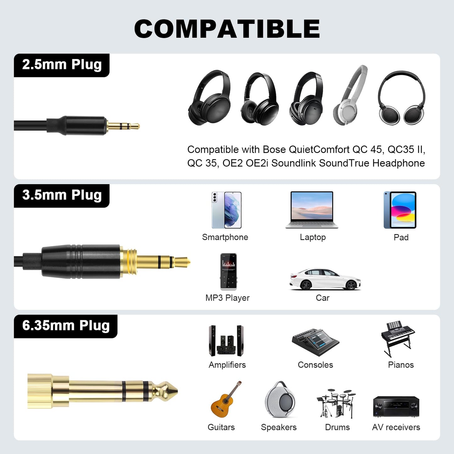 Toxaoii QC45 Coiled Audio Cable, Replacement Audio Cord Compatible with Bose QuietComfort QC 45, QC35 II, QC 35, OE2 OE2i Soundlink SoundTrue…