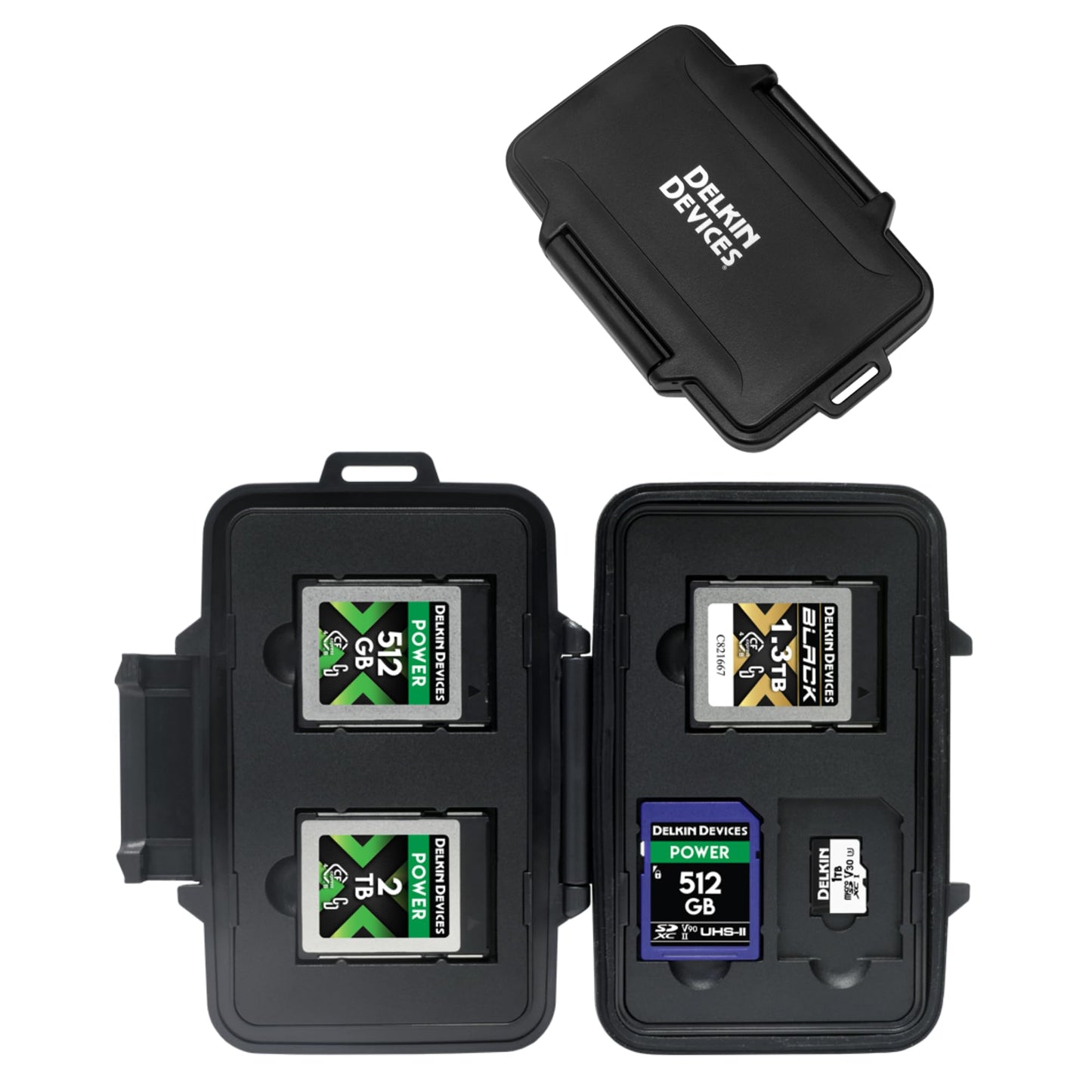 Delkin Devices CFexpress Type B, SD and microSD Memory Cards Storage Tote - Rugged, Weather-Resistant Case