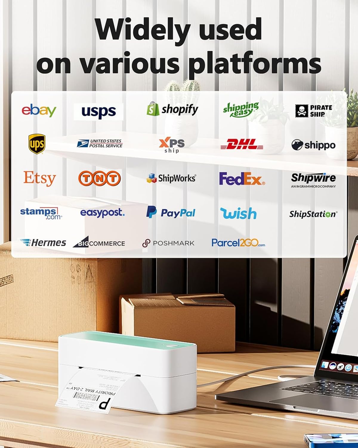 Phomemo Bluetooth Thermal Shipping Label Printer, 241BT Wireless Thermal Label Printer for Shipping Packages, Inkless Thermal Shipping Label Printer