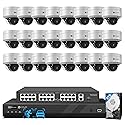 4COVR 4K 32 Channel Security Camera System PoE with Mic, 24X 8MP IK10 Vandal-Proof Dome IP Camera IP67, AI Person Vehicle Detection, 4K UHD NVR 8TB