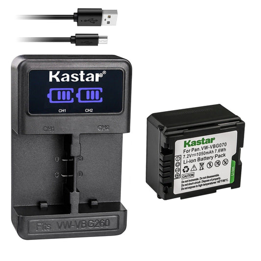 Kastar 1-Pack VW-VBG070 Battery and LED2 USB Charger Compatible with Panasonic AG-HMC45A AG-HMC70 AG-HMC70U AG-HMC73MC AG-HMC80 AG-HMC83MC AG-HMC150