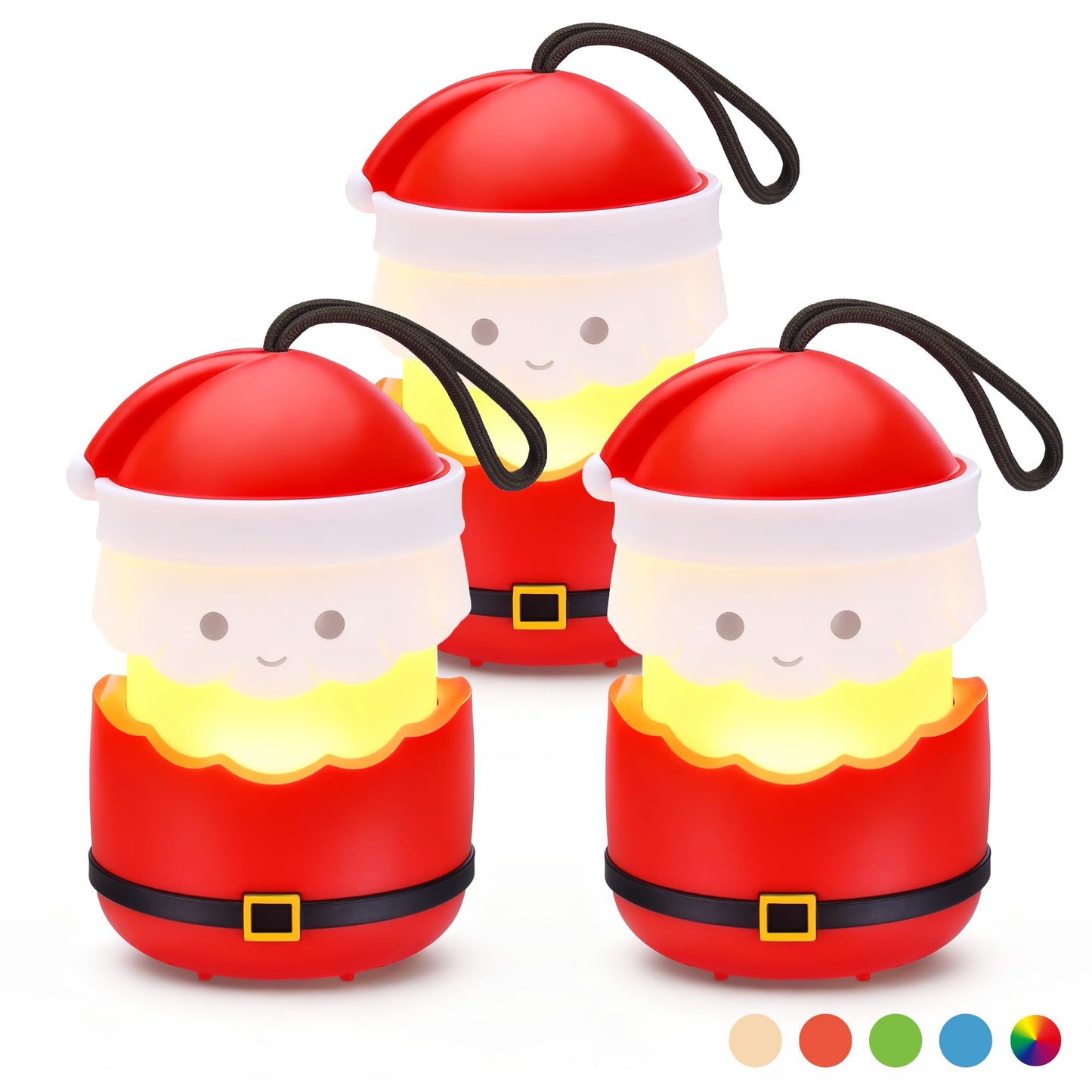 Christmas Gift EverBrite Santa Claus Lantern 3 Pack, 5 Light Modes Holiday Decoration Presents for Women and Men, AAA Batteries Contained Stocking