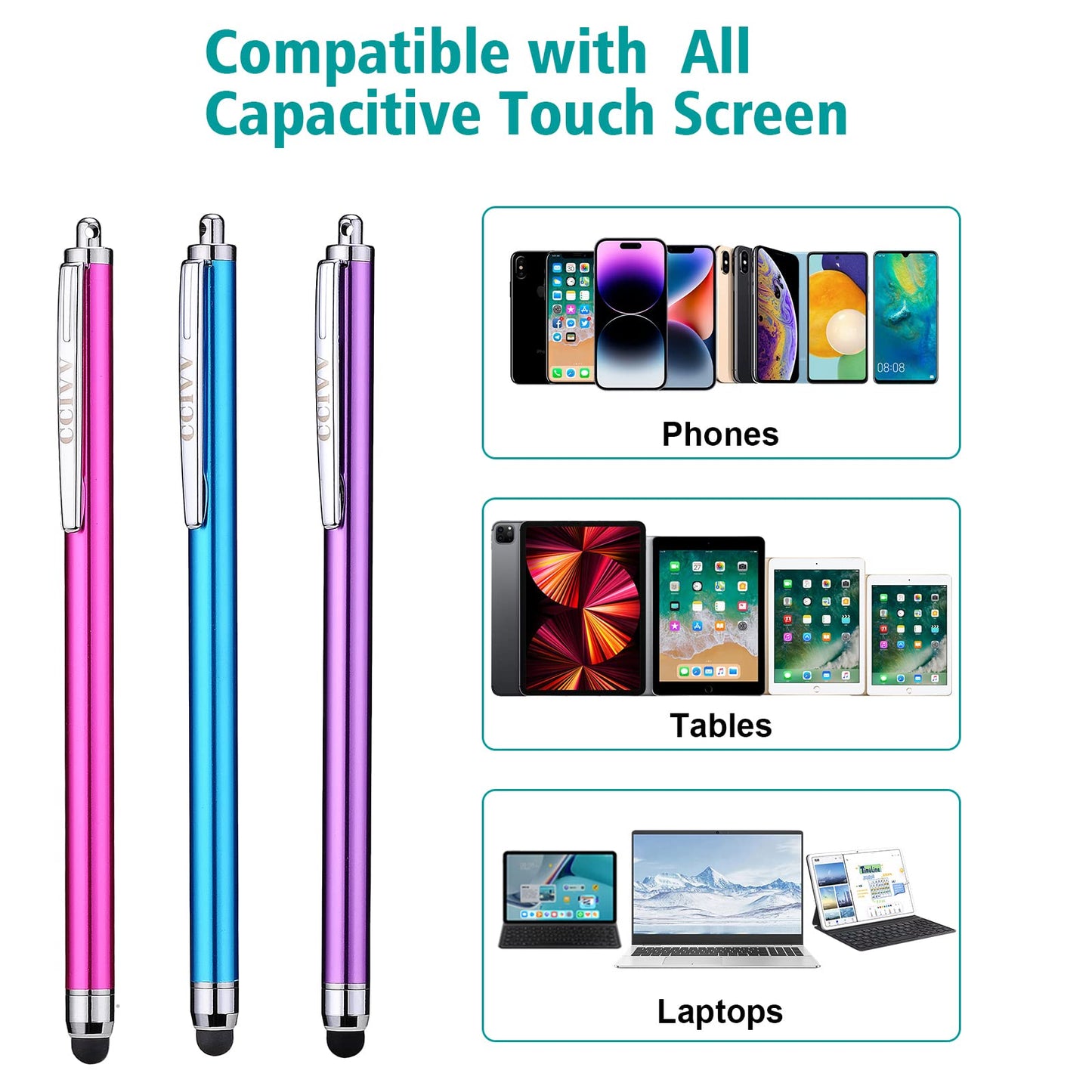 CCIVV Stylus Pen for Touchscreen, Fine Point Capacitive Stylus Pens for iPad iPhone Android Tablet, Phone Samsung Nintendo Switch for Writing Drawing