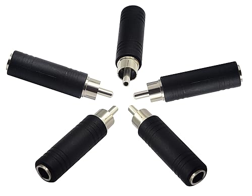 zdyCGTime 6.35mm to RCA Adapter RCA Male Plug to 6.35mm 1/4 Inch Mono Female Audio Mic Plug Adapter Jack Converterr (5 Pack)