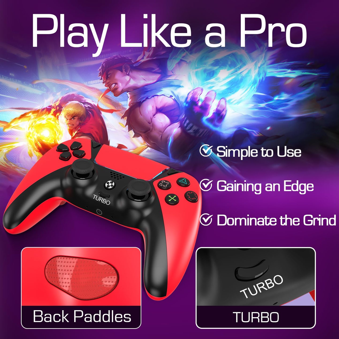 Replacement for Luna Controller Fire Stick TV PC Tablet,Wireless Game Control with No Drift ALPS Joysticks,2 Back Paddles Turbo, 1200mAh Built in 1200