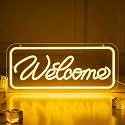 Welcome Neon Sign, USB Powered Dimmable Neon Light Home Welcome Sign Decor for Entryway Store Shop Living Room Bedroom Party Wall Table 16.1 x 6.9 In