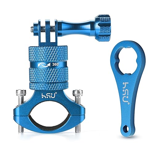 HSU Aluminum Bike Bicycle Handlebar Mount for Gopro Hero 13/12/11/10/9/8/7/6/5/4 Session SJCAM AKASO Campark and Other Action Cameras, 360 Degrees