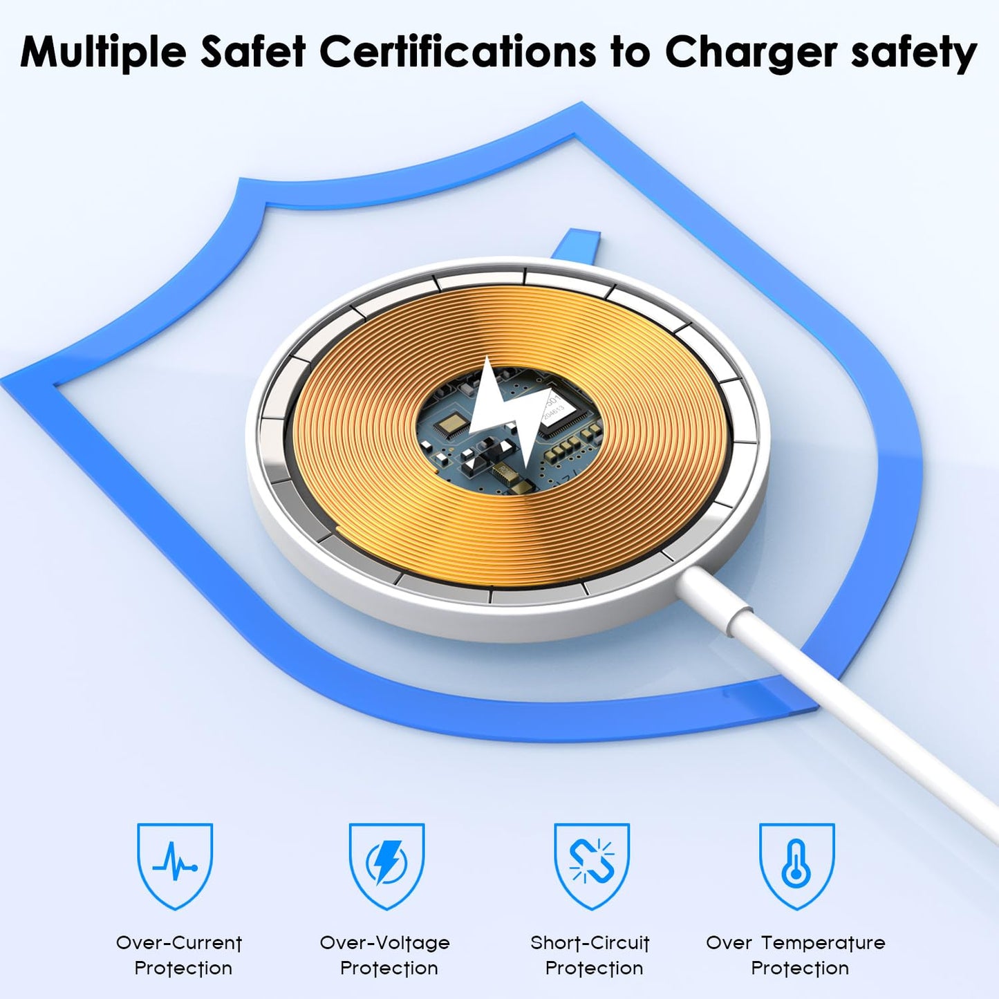 [Apple MFi Certified]10FT Magnetic Wireless Charger for iPhone 17 16,Apple Fast Mag-Safe Charger 15W Fast Wireless Charging Pad for iPhone 17/17
