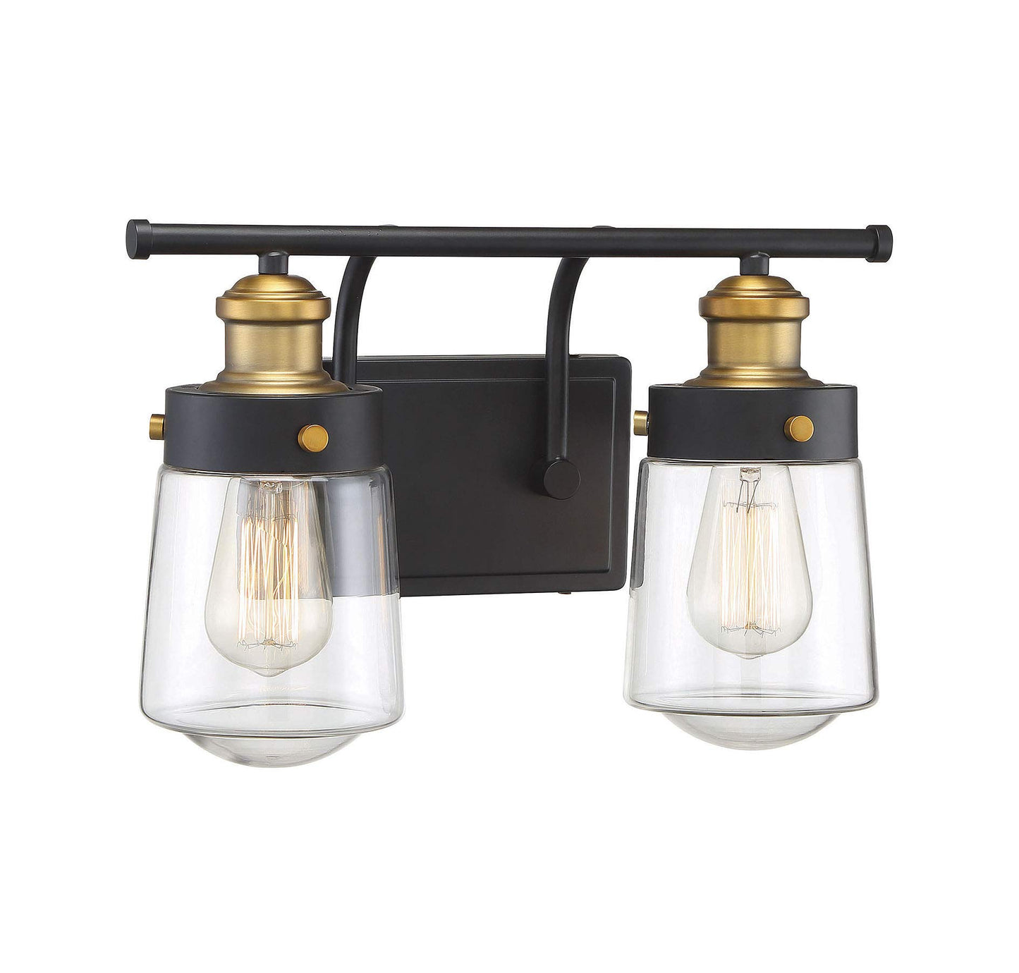 Savoy House 8-2069-2-51 Macauley Industrial Farmhouse Rustic Clear Glass Bathroom Vanity Wall Light, 2-Light 120 Total Watts, 10" H x 15" W, Vintage