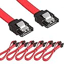 LINESO 6 Pack Straight SATA III Cable 6.0 Gbps 18 Inches (red)